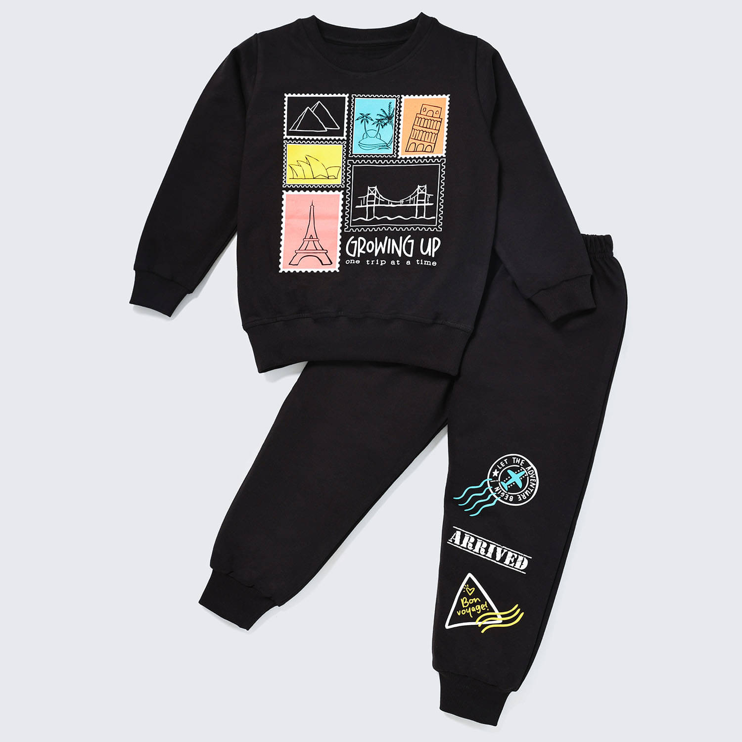 Nite Flite Pack of 1 Boys 100% Cotton Tshirt & Pajama Set ( Black )     			Nite Flite Pack of 1 Boys 100% Cotton Tshirt & Pajama Set ( Black )