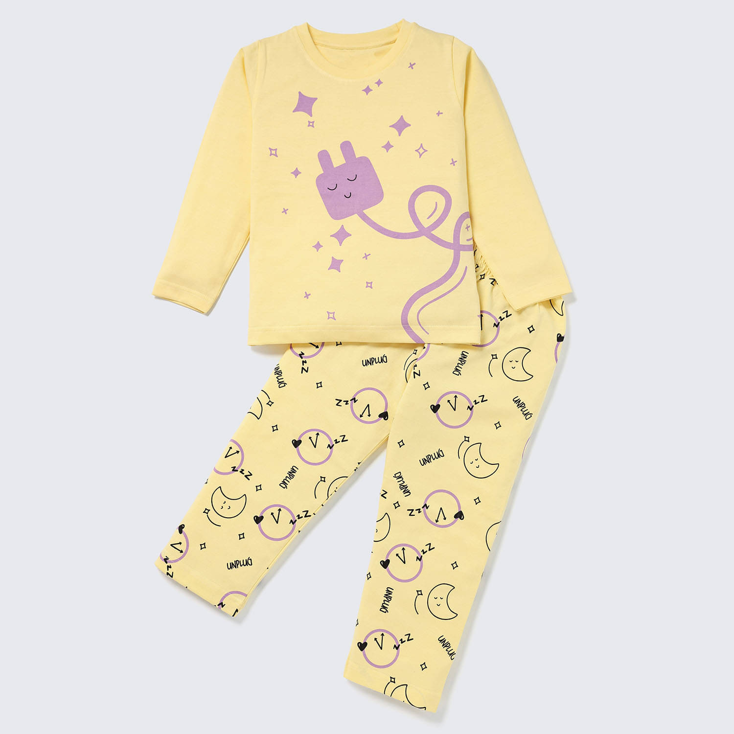     			Nite Flite Pack of 1 Girls Cotton Nightsuit Set ( Yellow )