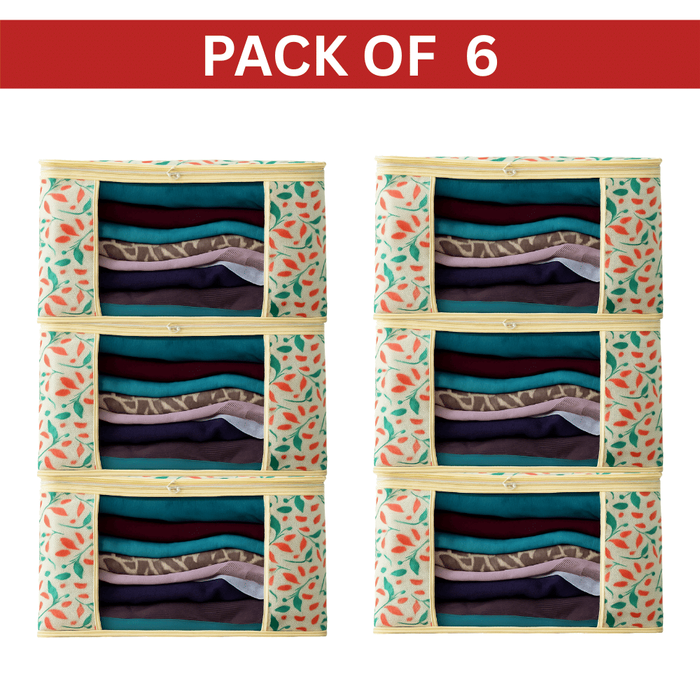     			Non-Woven Saree Cover / Cloth Storage & Organizer with Transparent Window (Pack of 6)