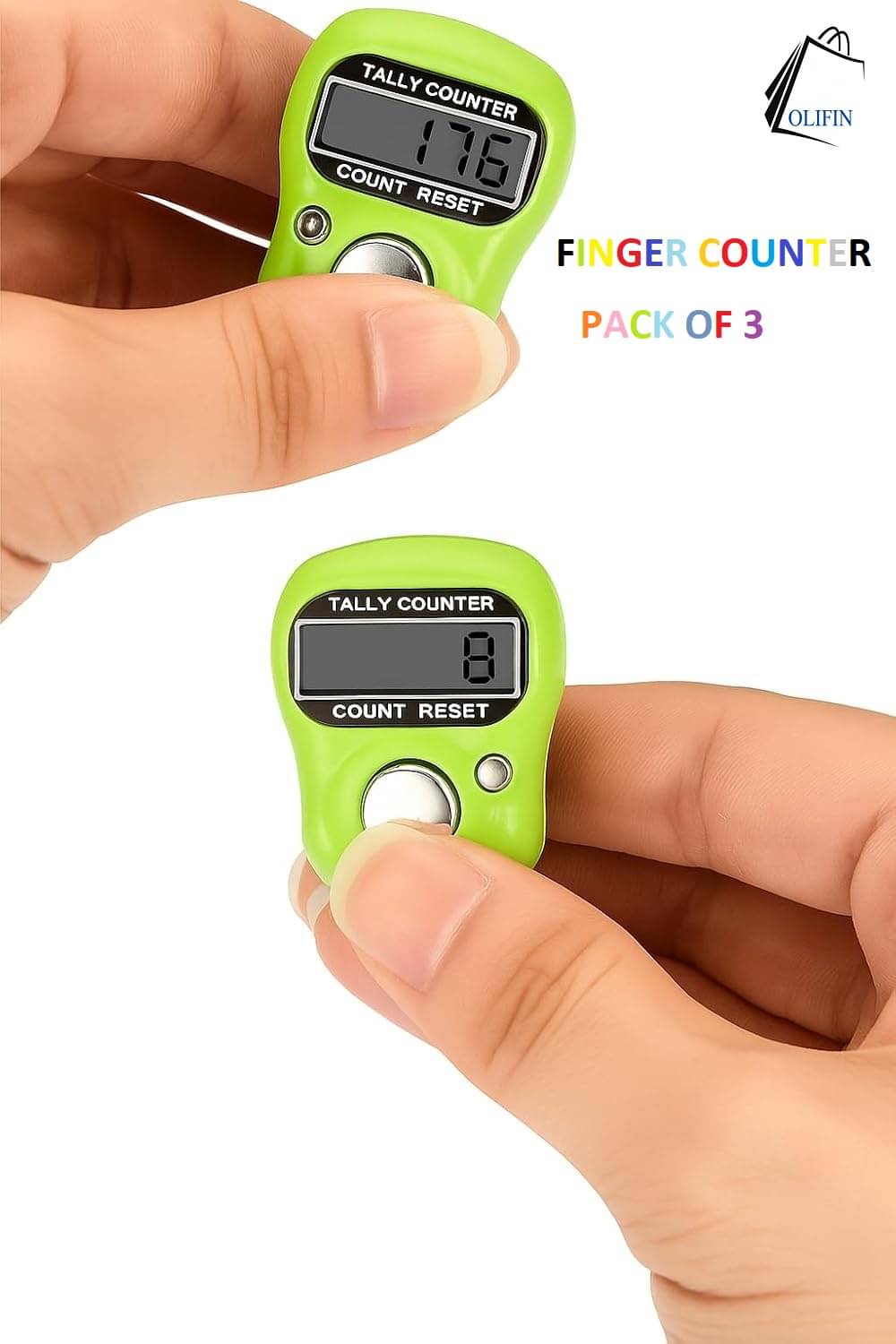 OLIFIN Multiuse FingerS Counter – Portable Digital Hand Jaap Counter, Chanting & Mantra Jap Counting Machine, Mini Mala Electronic Tally Counter Ring - Pack of 3 OLIFIN Multiuse FingerS Counter – Portable Digital Hand Jaap Counter, Chanting & Mantra Jap Counting Machine, Mini Mala Electronic Tally Counter Ring - Pack of 3