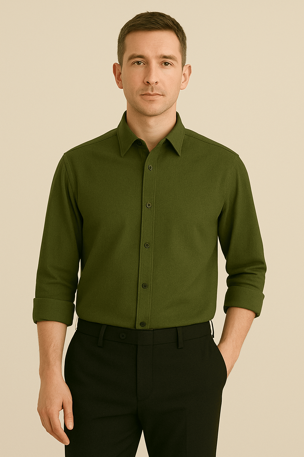     			PANCHVATI CREATION Cotton Blend Regular Fit Striped Full Sleeves Men's Casual Shirt - Green ( Pack of 1 )