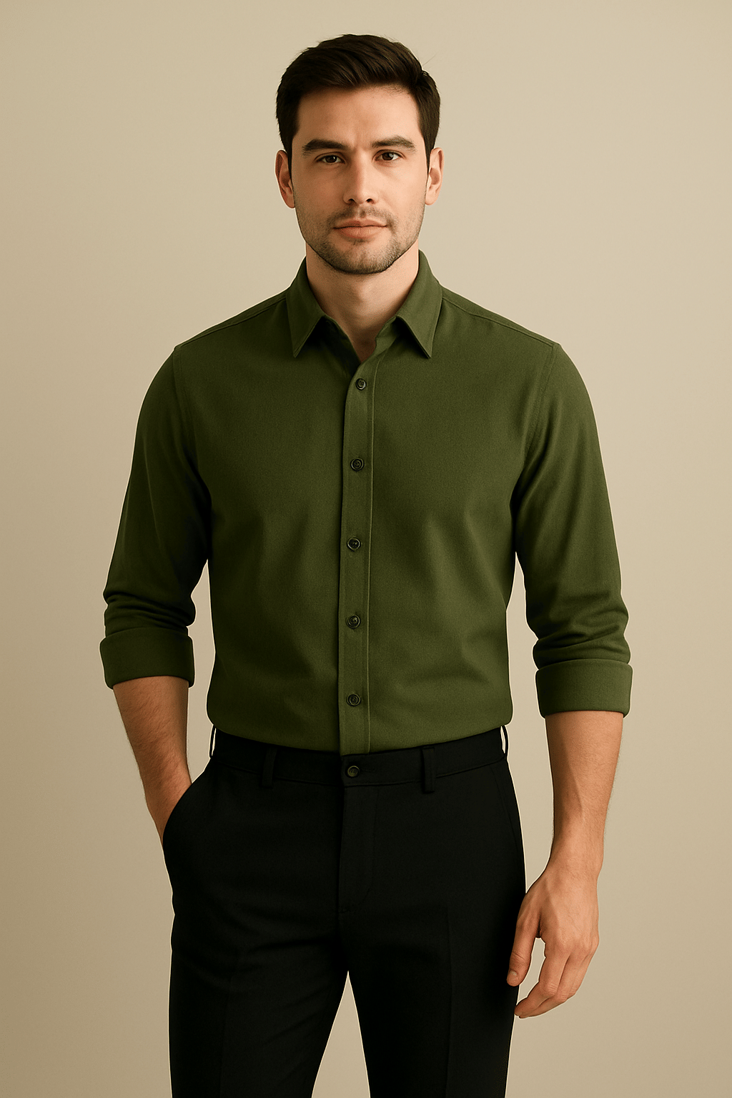     			Panchvati Enterprise Cotton Blend Regular Fit Solids Full Sleeves Men's Casual Shirt - Green ( Pack of 1 )