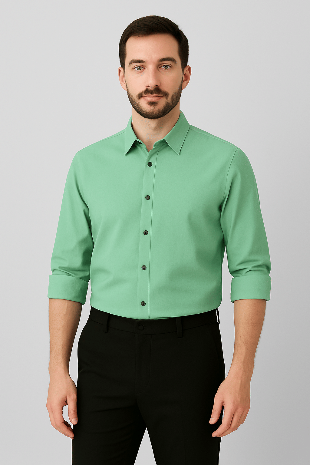     			Panchvati Enterprise Cotton Blend Regular Fit Solids Full Sleeves Men's Casual Shirt - Light Green ( Pack of 1 )