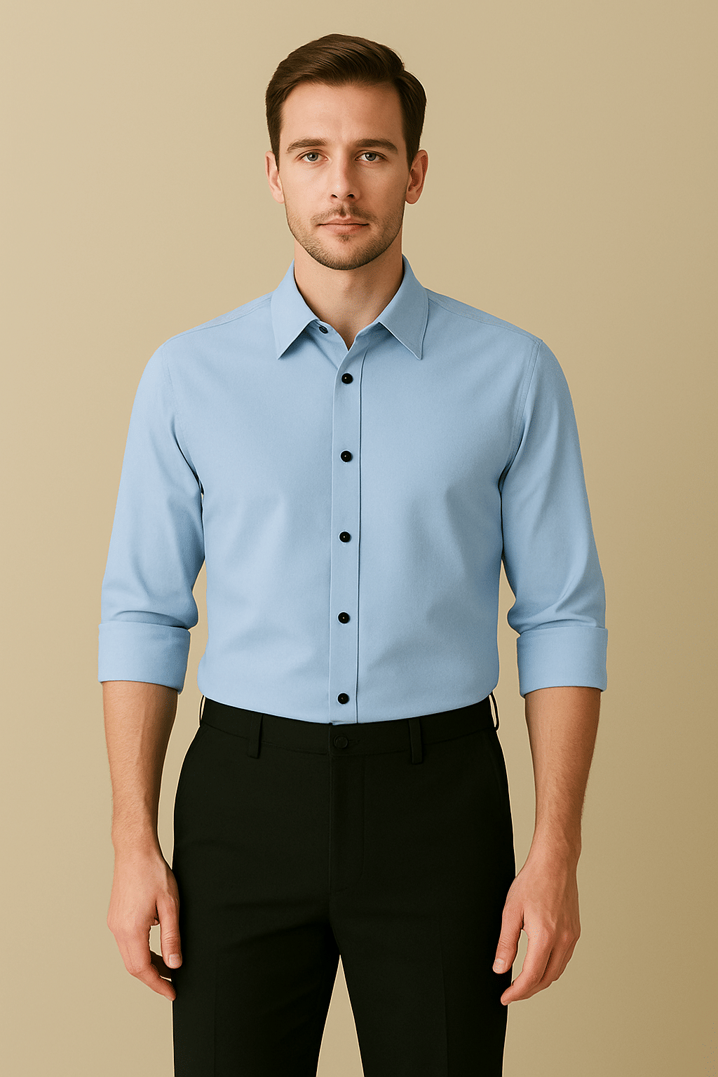     			Panchvati Enterprise Cotton Blend Regular Fit Solids Full Sleeves Men's Casual Shirt - Light Blue ( Pack of 1 )