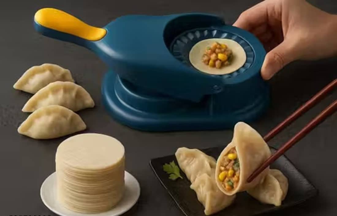 Plastic 2 In 1 Dough Press Dumpling Gujiya / Samosa / Ghughra / Momos / Puri Maker Set Of 1 Pic