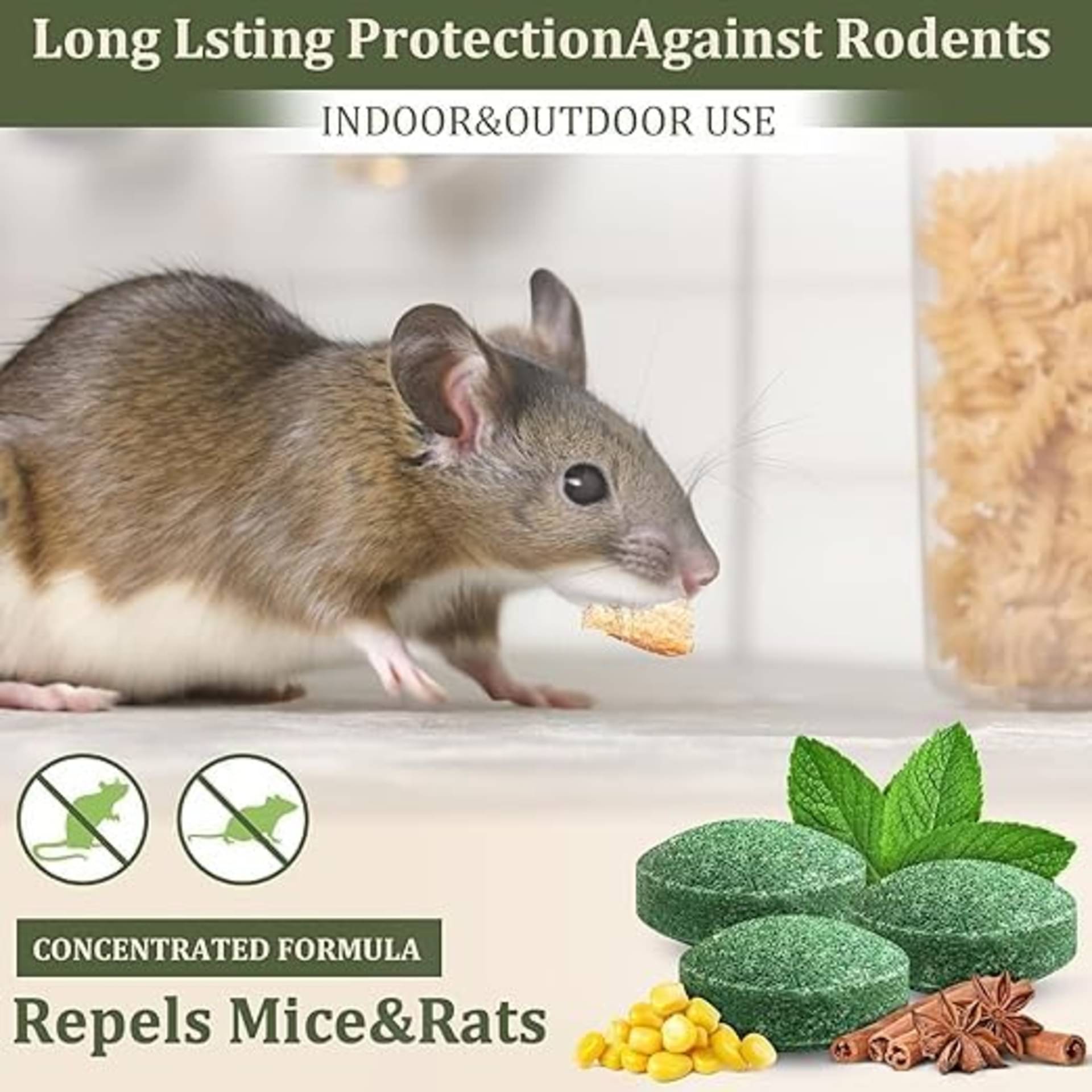     			Rat Repellent for Car Home Pack of 1 (10 Tablet) Mouse Peppermint Oil to Protect Wires in Car, Bike & Truck Engine No Kill Only Repels Home Indoor-Outdoor Garage Rat Controller Pills to Keep Rodents Out of Car