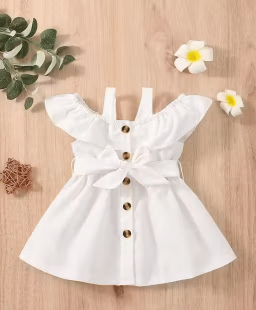 STYLEART E-COMMERCE PVT LTD Crepe Frock For Baby Girls ( Pack of 1 , White )     			STYLEART E-COMMERCE PVT LTD Crepe Frock For Baby Girls ( Pack of 1 , White )