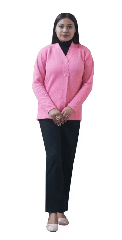 STYLEART E-COMMERCE PVT LTD Women Woollen V-Neck Sweatshirt For Light Winters ( Light Pink ) STYLEART E-COMMERCE PVT LTD Women Woollen V-Neck Sweatshirt For Light Winters ( Light Pink )