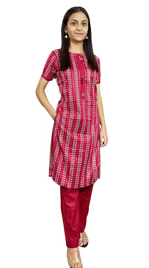 STYLEART E-COMMERCE PVT LTD Women Rayon Printed A-line Kurti ( Pink ) STYLEART E-COMMERCE PVT LTD Women Rayon Printed A-line Kurti ( Pink )