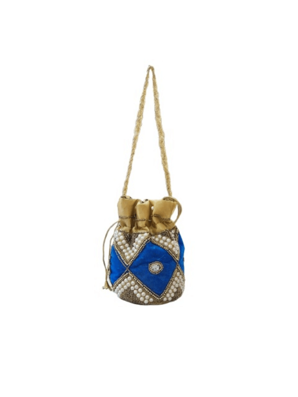     			SUNESH CREATION Blue Velvet Potli