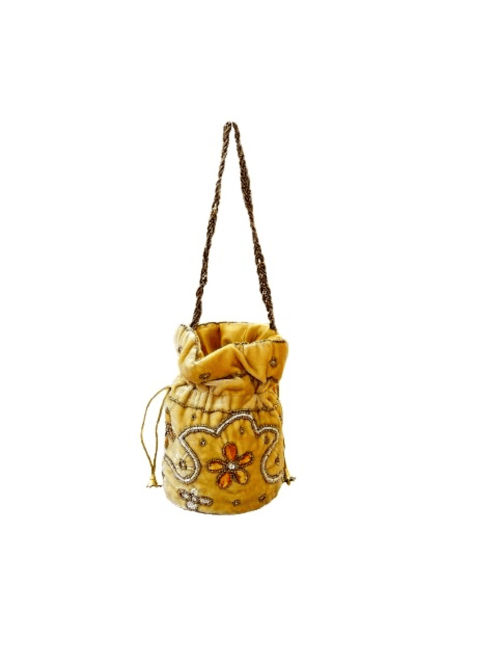     			SUNESH CREATION Gold Velvet Potli