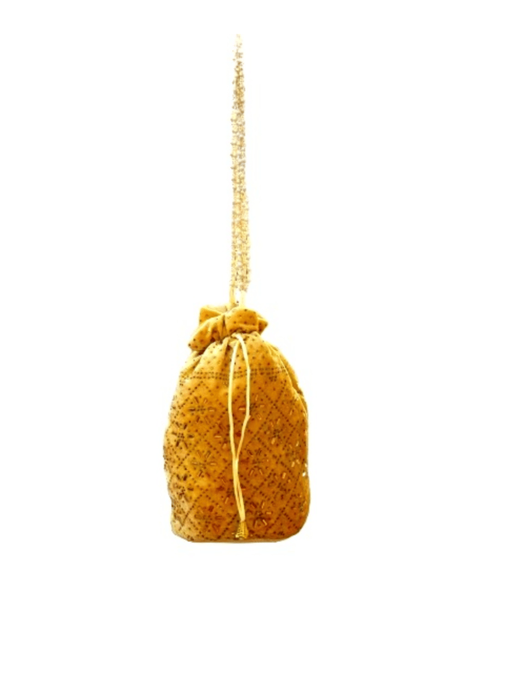     			SUNESH CREATION Gold Velvet Potli