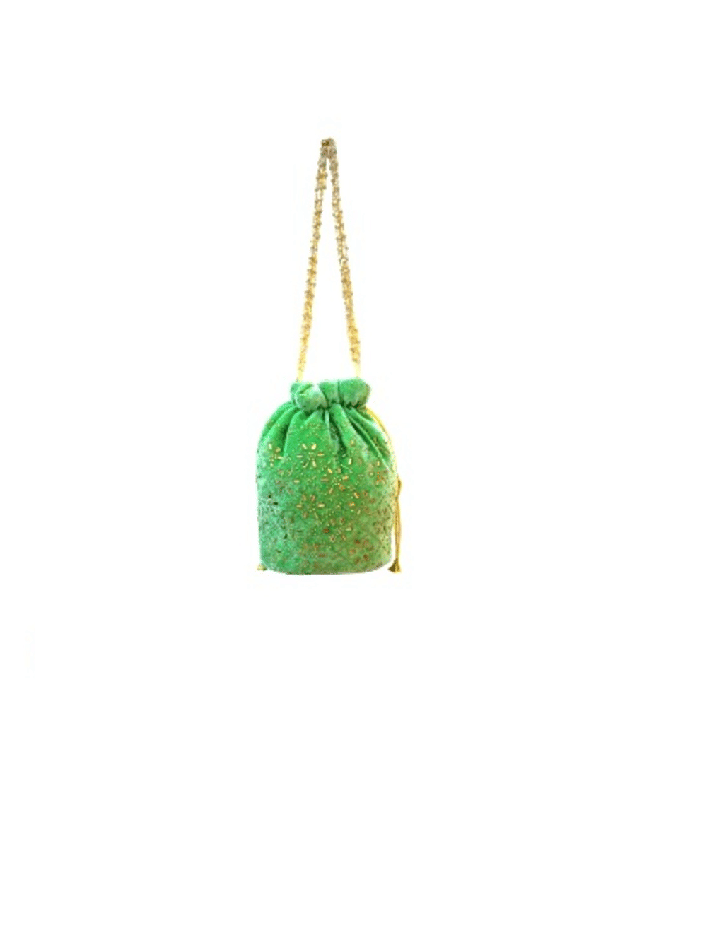     			SUNESH CREATION Green Velvet Potli