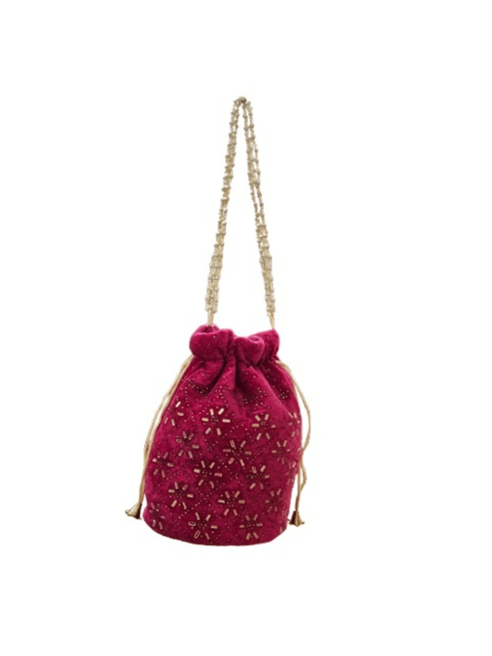     			SUNESH CREATION Magenta Velvet Potli
