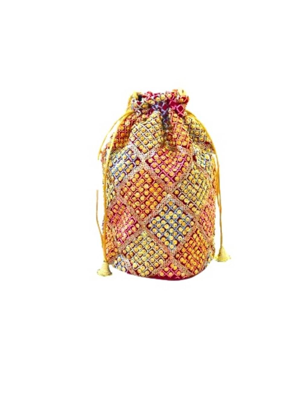     			SUNESH CREATION Maroon Fabric Potli