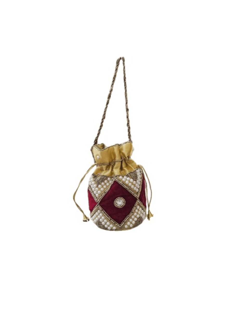     			SUNESH CREATION Maroon Velvet Potli