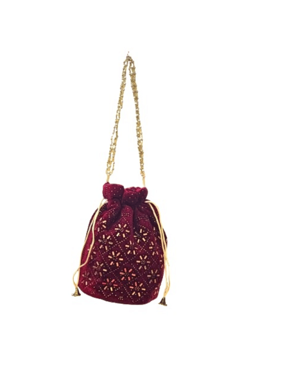     			SUNESH CREATION Maroon Velvet Potli