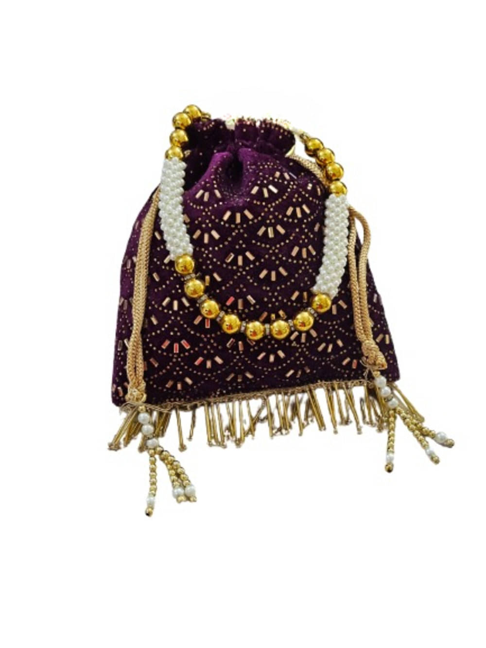     			SUNESH CREATION Purple Velvet Potli
