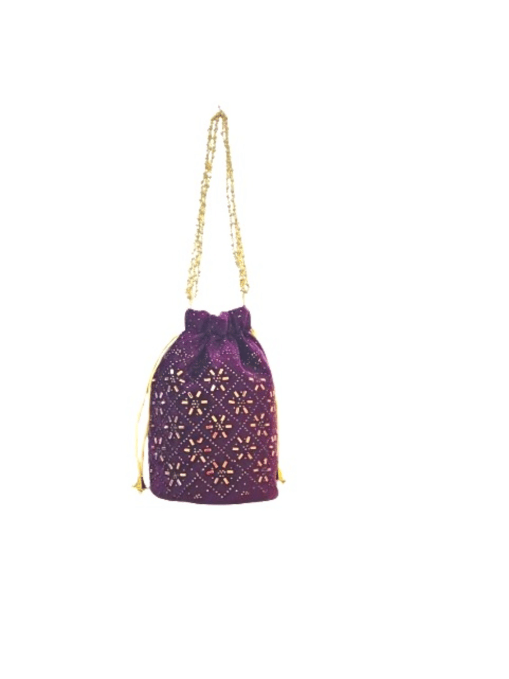     			SUNESH CREATION Purple Velvet Potli
