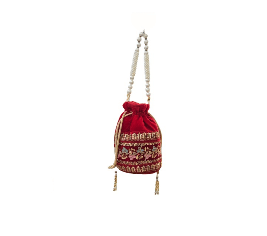     			SUNESH CREATION Red Velvet Potli