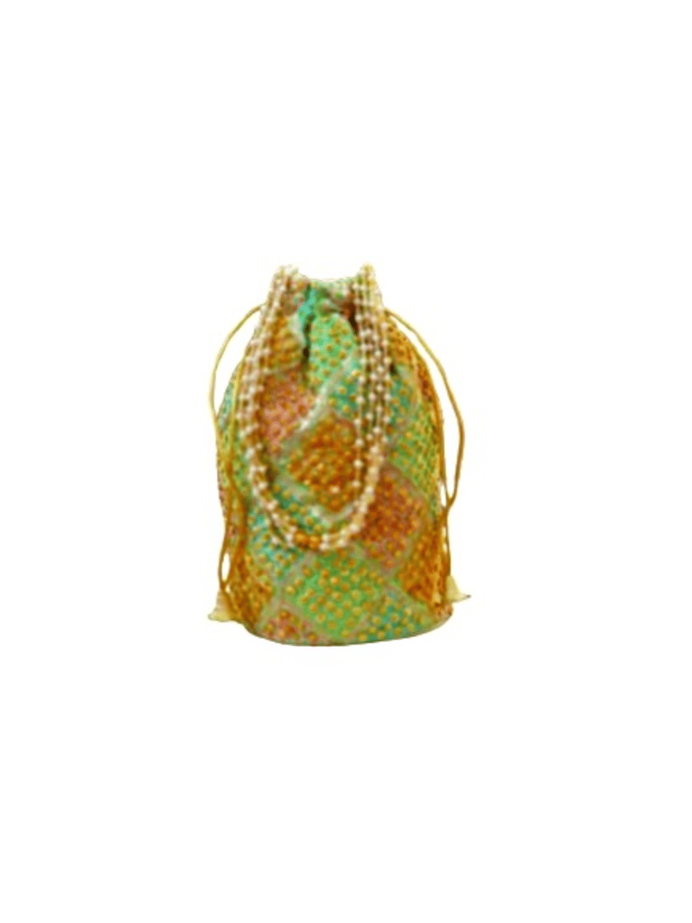     			SUNESH CREATION Sea Green Fabric Potli