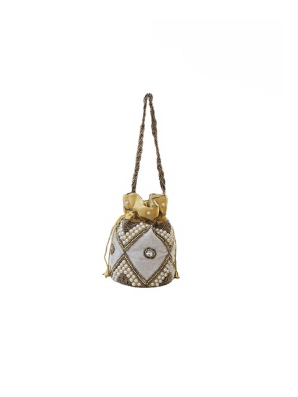     			SUNESH CREATION White Velvet Potli