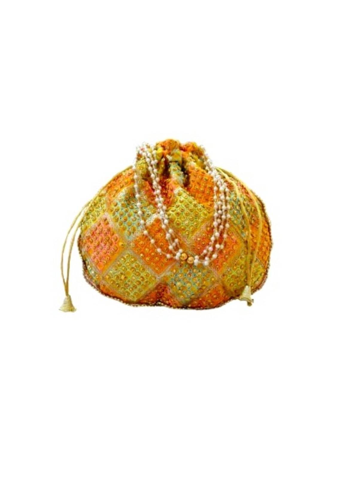    			SUNESH CREATION Yellow Fabric Potli