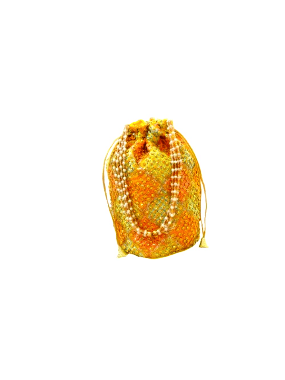     			SUNESH CREATION Yellow Fabric Potli