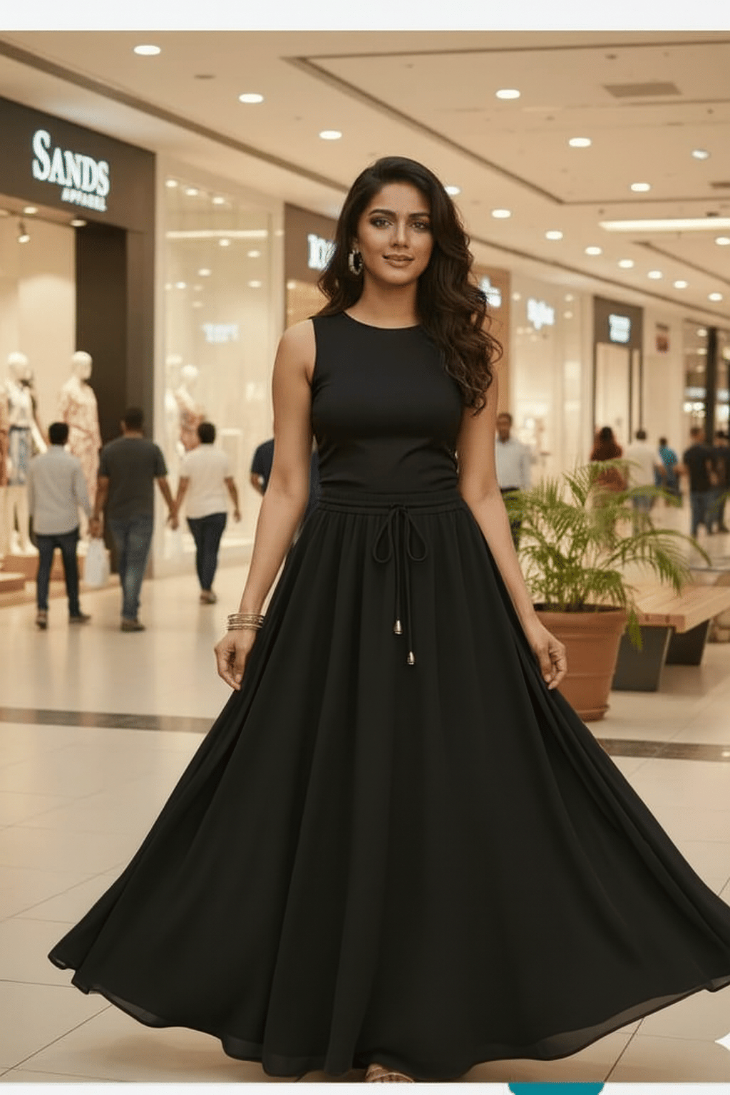     			Sands Apparel Black Georgette Women's Flared Skirt ( Pack of 1 )
