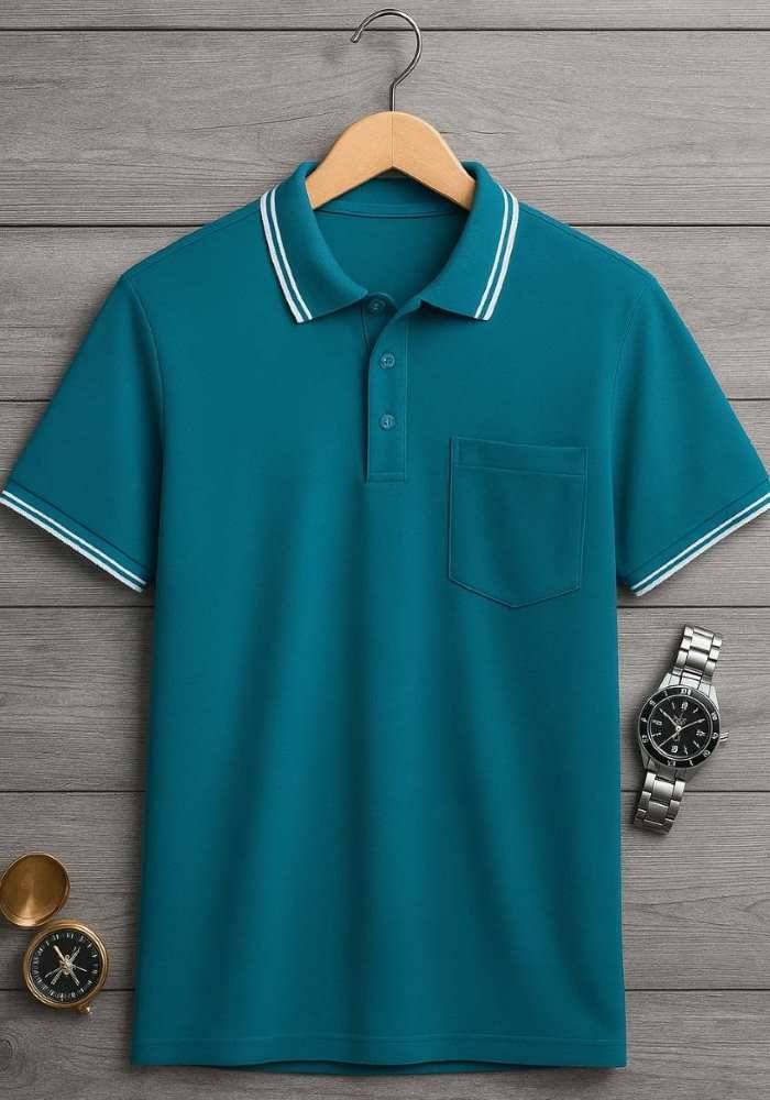     			Scuba Blue Cotton Regular Fit Men's Sports Polo T-Shirt ( Pack of 1 )
