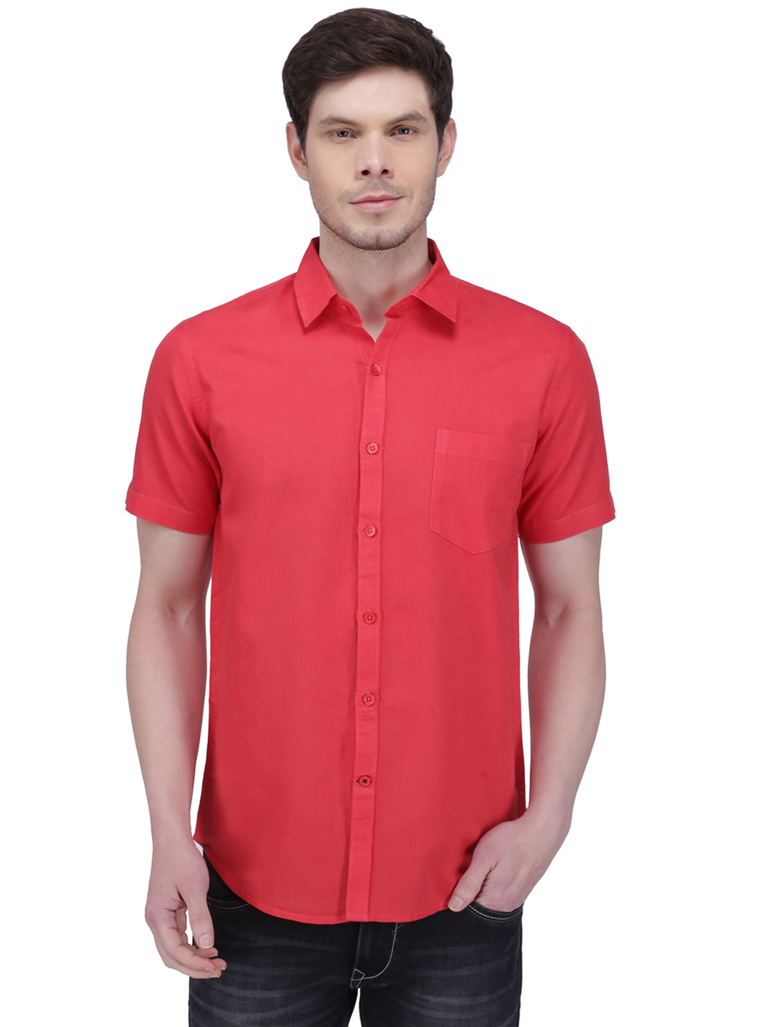Southbay Linen Regular Fit Half Sleeves Men's Formal Shirt - Pink ( Pack of 1 )     			Southbay Linen Regular Fit Half Sleeves Men's Formal Shirt - Pink ( Pack of 1 )