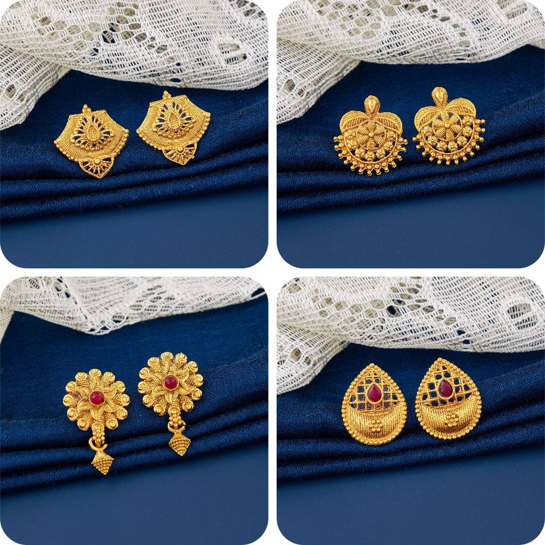     			TheSanga Gold Jhumki Earrings ( Pack of 4 )