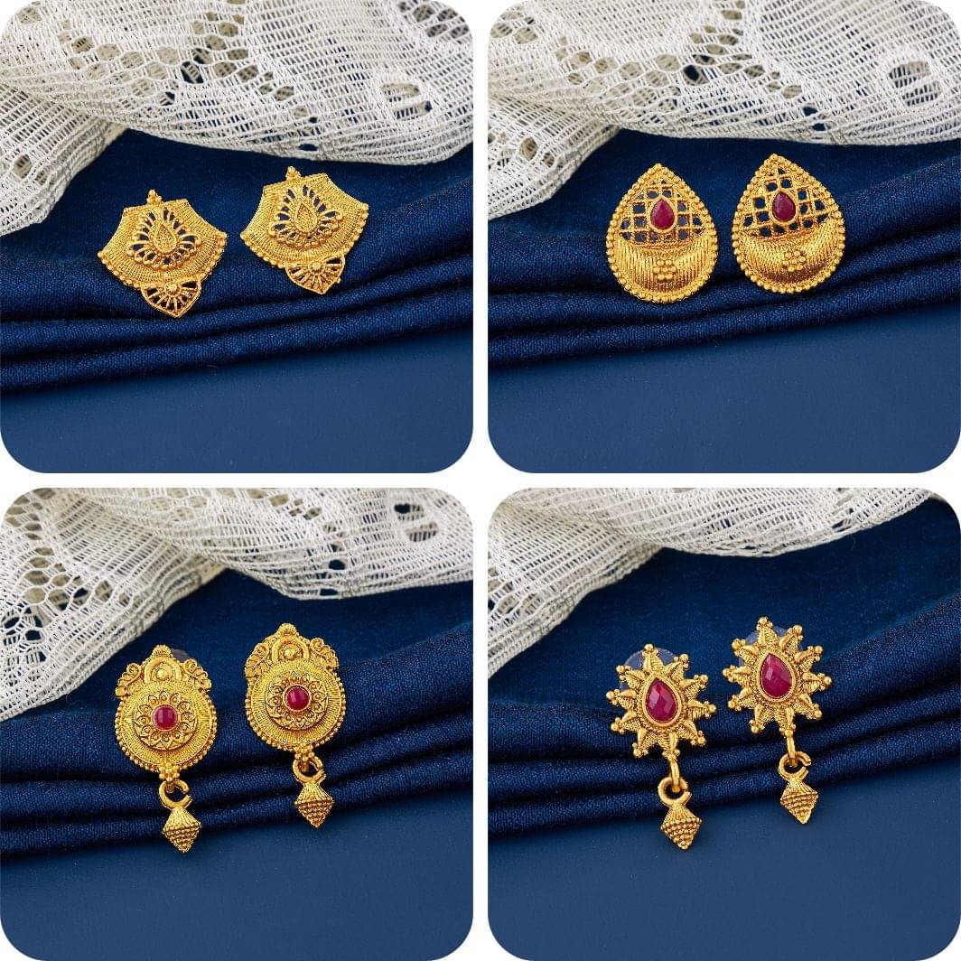     			TheSanga Gold Jhumki Earrings ( Pack of 4 )