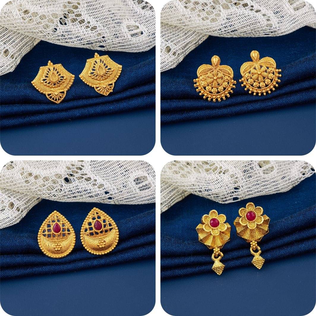     			TheSanga Golden Jhumki Earrings ( Pack of 4 )