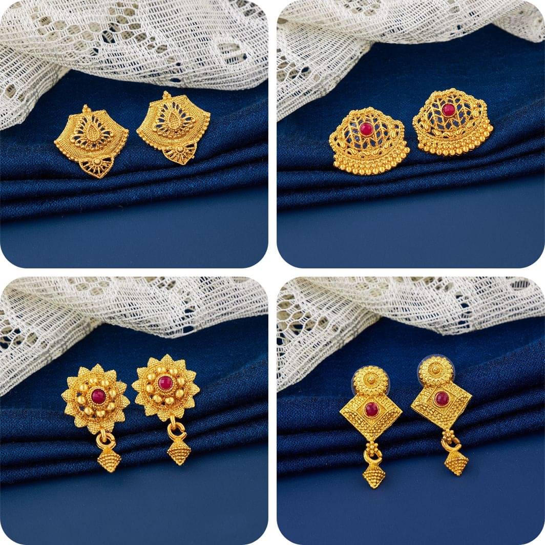     			TheSanga Golden Jhumki Earrings ( Pack of 4 )