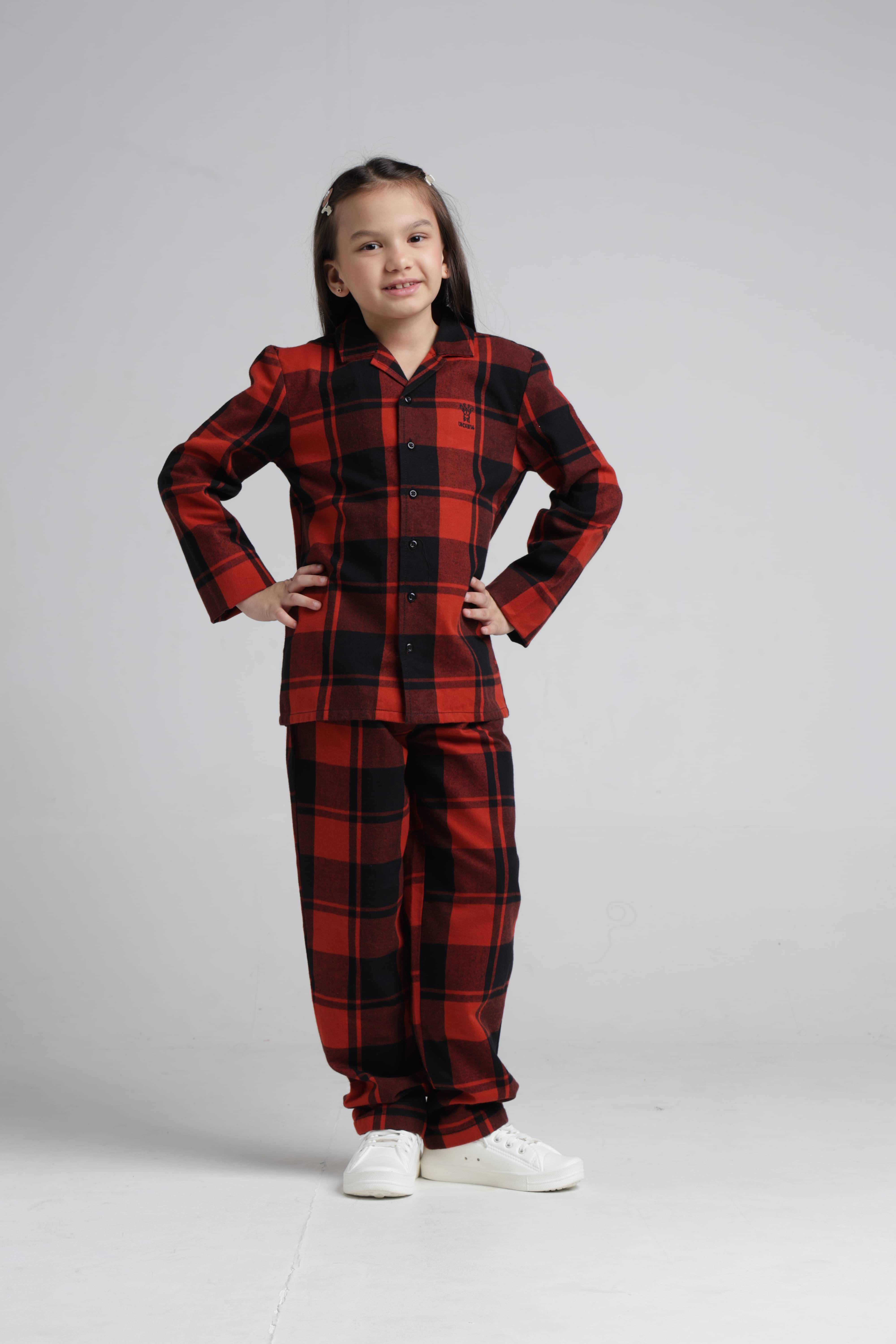     			Under Fourteen Only Pack of 1 Boys 100% Cotton Nightsuit Set ( Red )