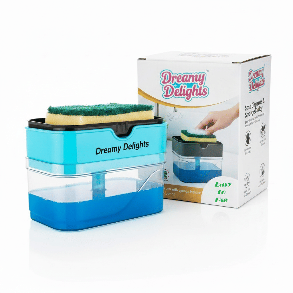     			Unique Soap Dispenser for Dishwasher, Liquid Dispenser Through Pump with Sponge Holder (Multi-Color, 400 ML)