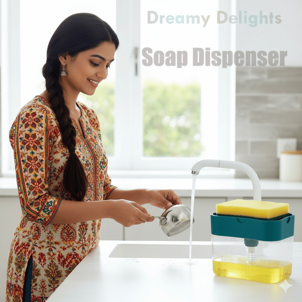     			Unique Soap Dispenser for Dishwasher, Liquid Dispenser Through Pump with Sponge Holder (Multi-Color)
