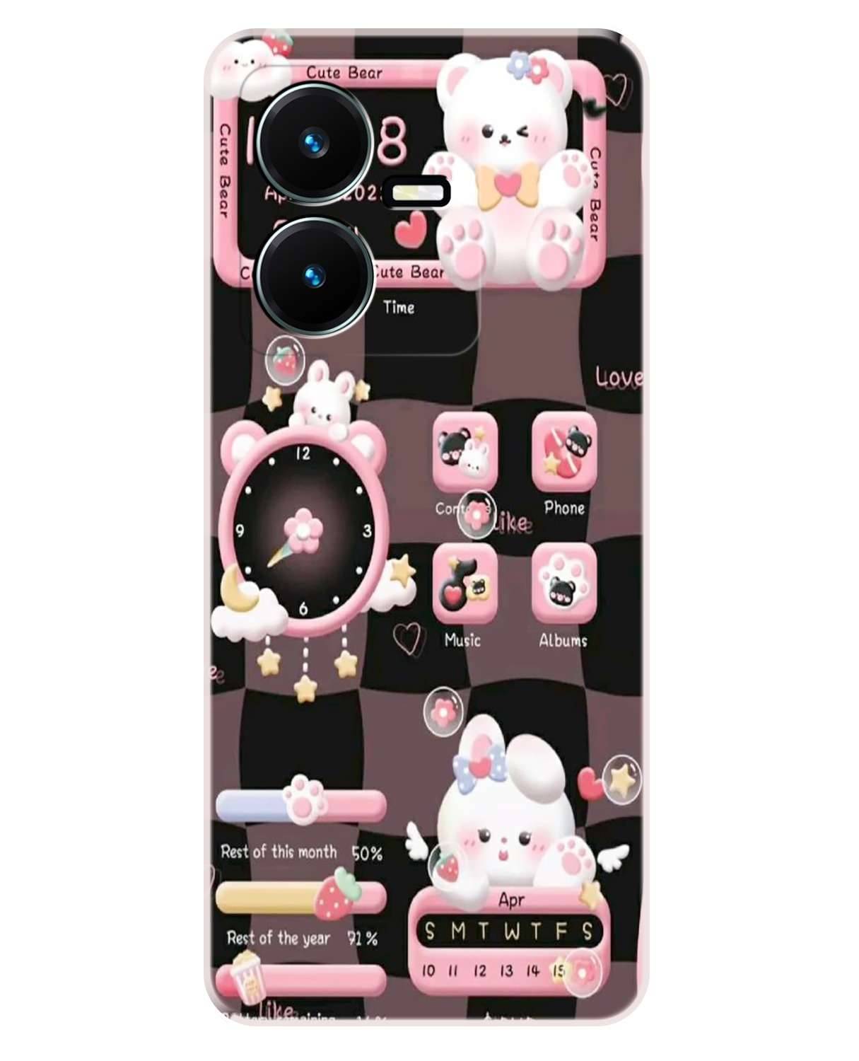 VK COVERS Black Printed Back Cover Silicon Compatible For Vivo Y22 ( Pack of 1 ) VK COVERS Black Printed Back Cover Silicon Compatible For Vivo Y22 ( Pack of 1 )