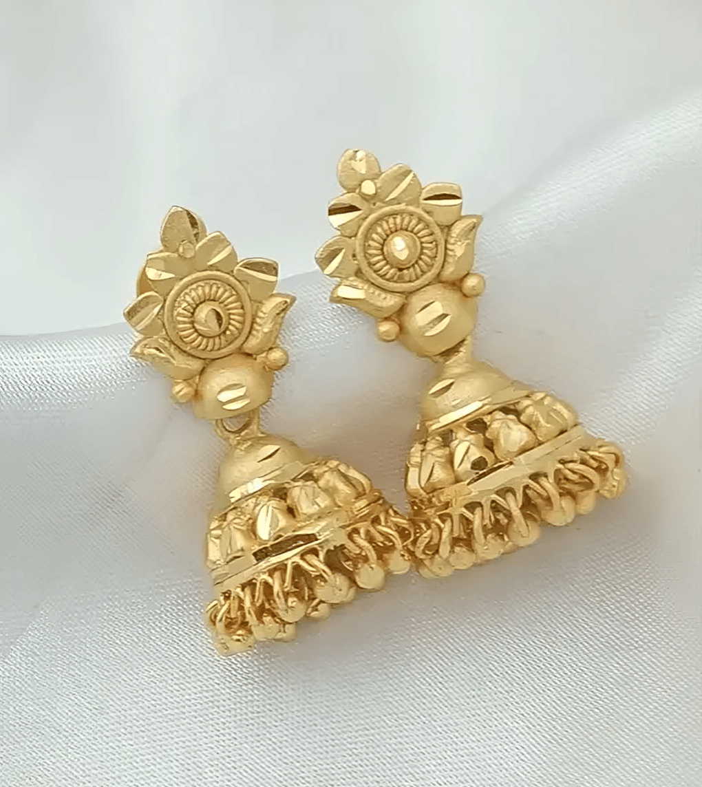     			Vani Enterprise Golden Jhumki Earrings ( Pack of 1 )