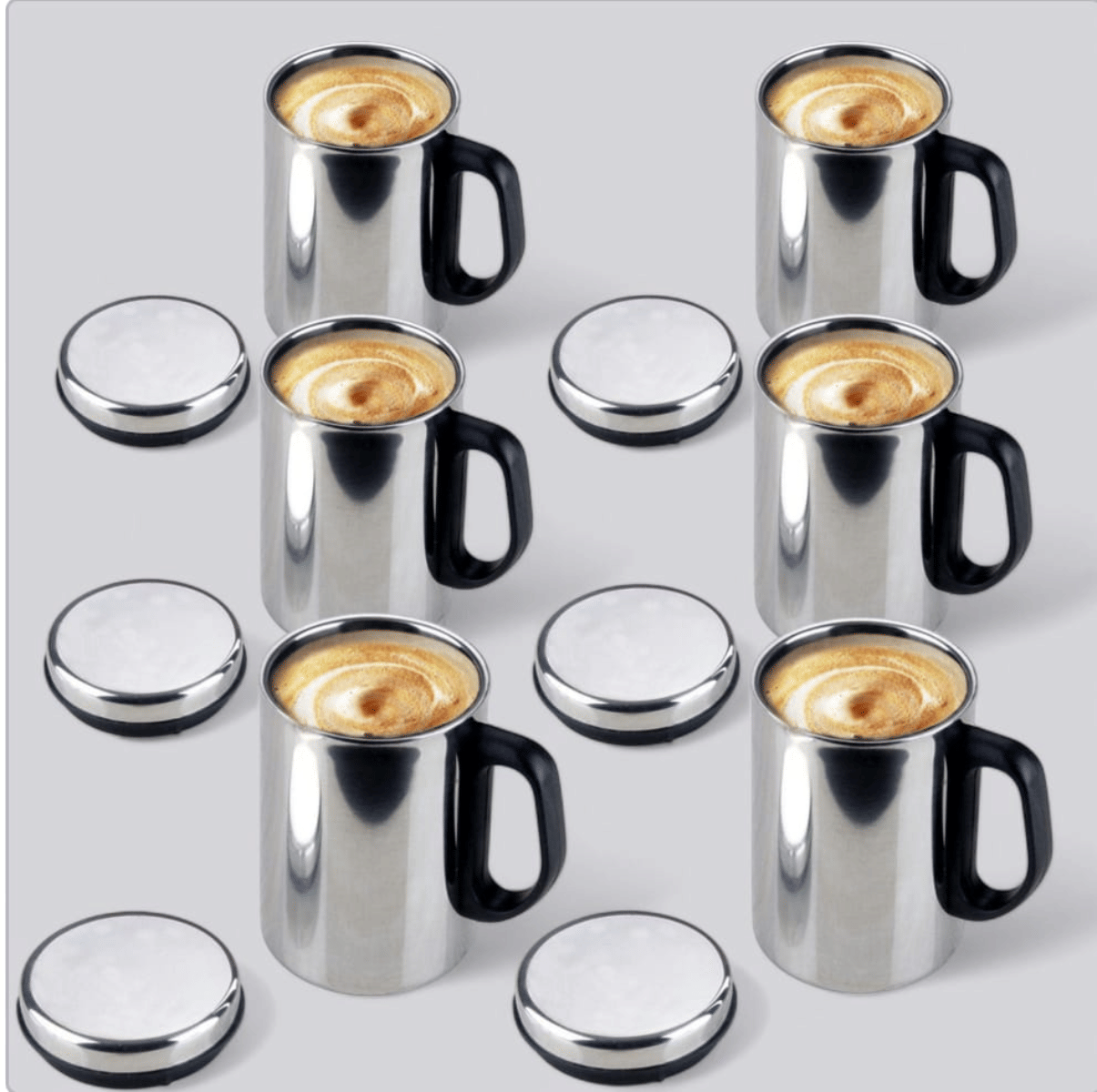     			Visaxmi Vaccum Solid Steel Coffee Mug 350 mL ( Pack of 6 )
