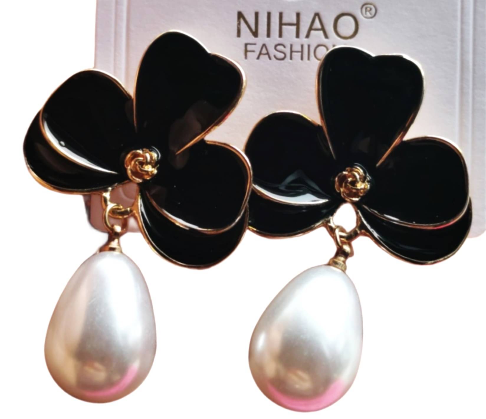     			Xalence Black Drop Earrings ( Pack of 1 )