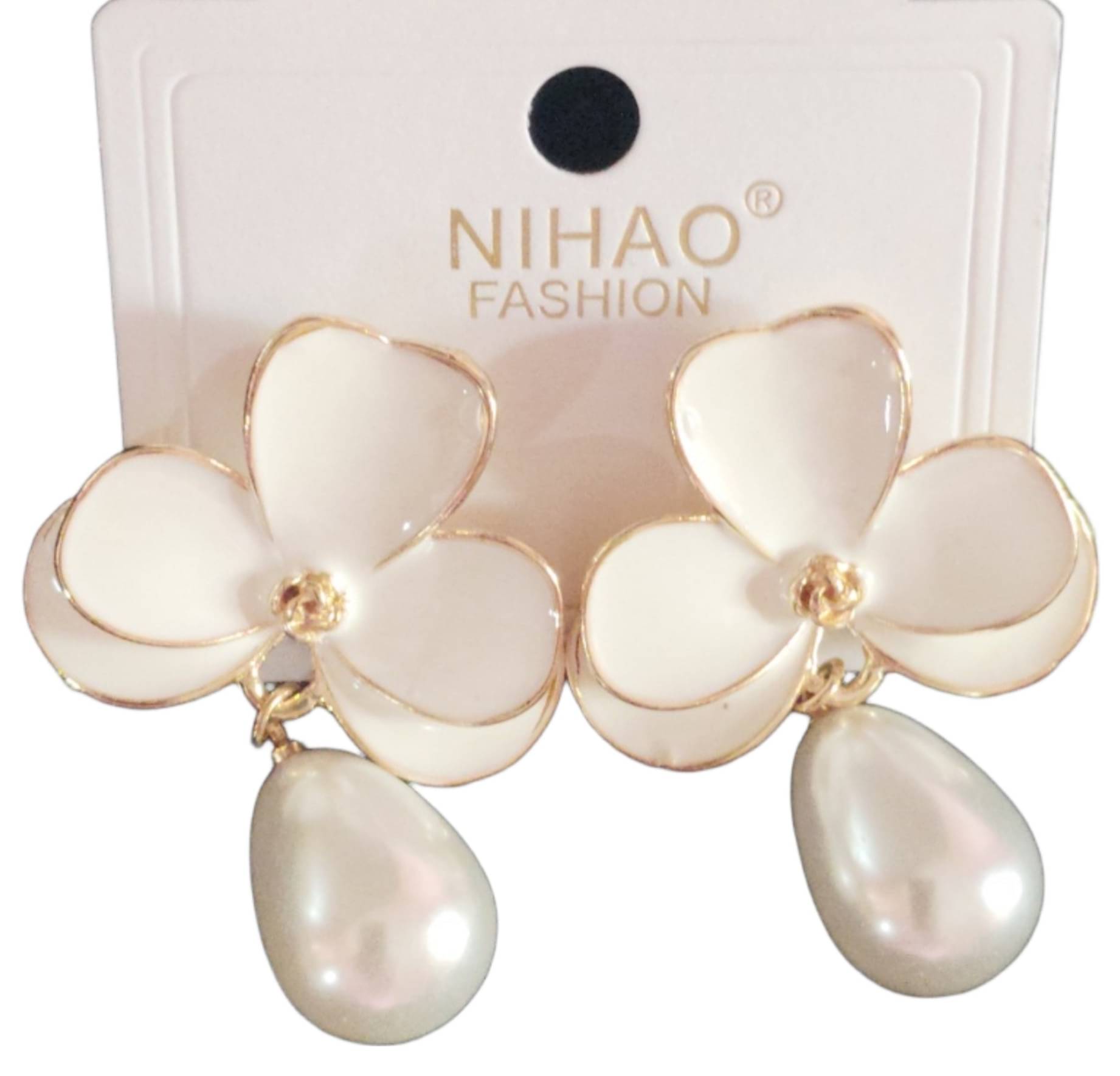     			Xalence White Drop Earrings ( Pack of 1 )