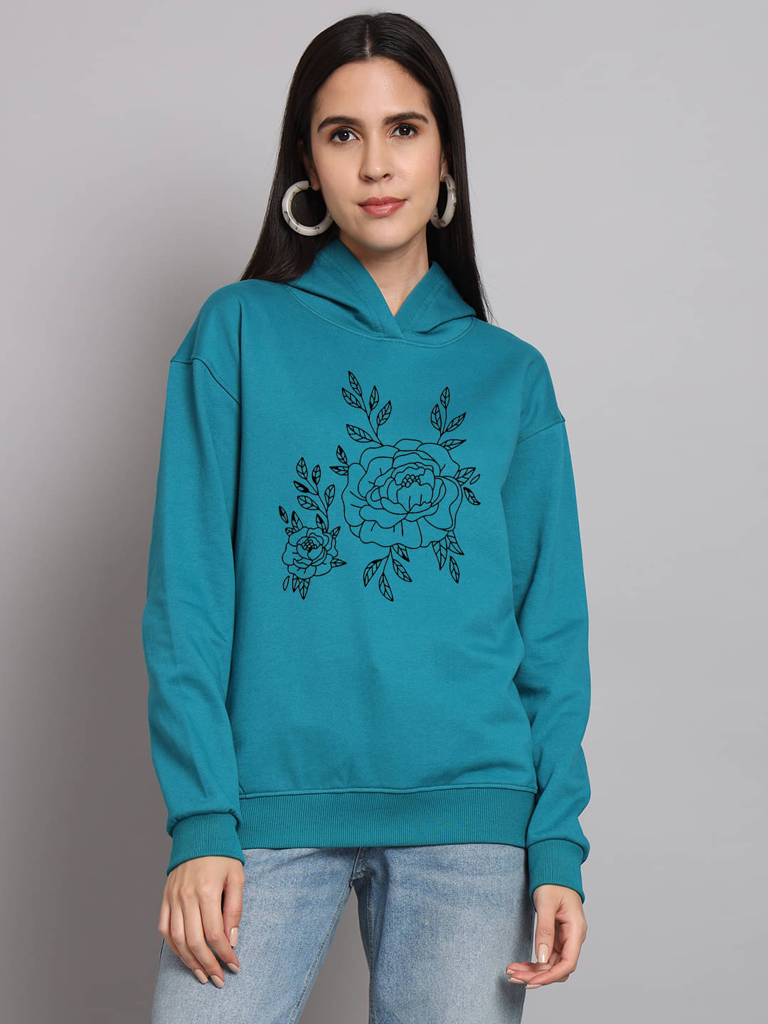 7 ISLANDS Women Fleece Hooded Sweatshirt For Heavy Winters ( Green ) 7 ISLANDS Women Fleece Hooded Sweatshirt For Heavy Winters ( Green )
