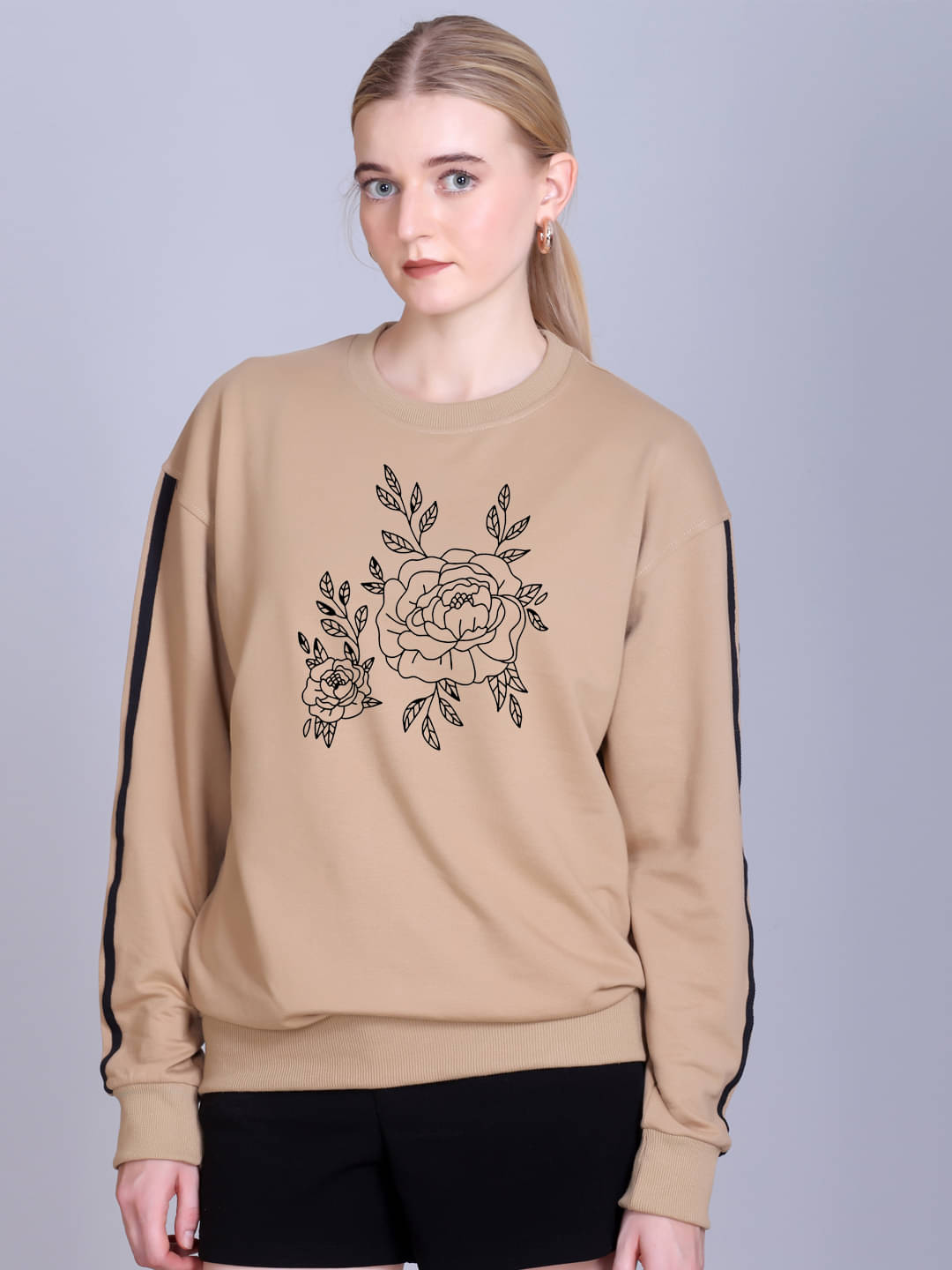 7 ISLANDS Women Fleece Round Neck Sweatshirt For Heavy Winters ( Beige ) 7 ISLANDS Women Fleece Round Neck Sweatshirt For Heavy Winters ( Beige )