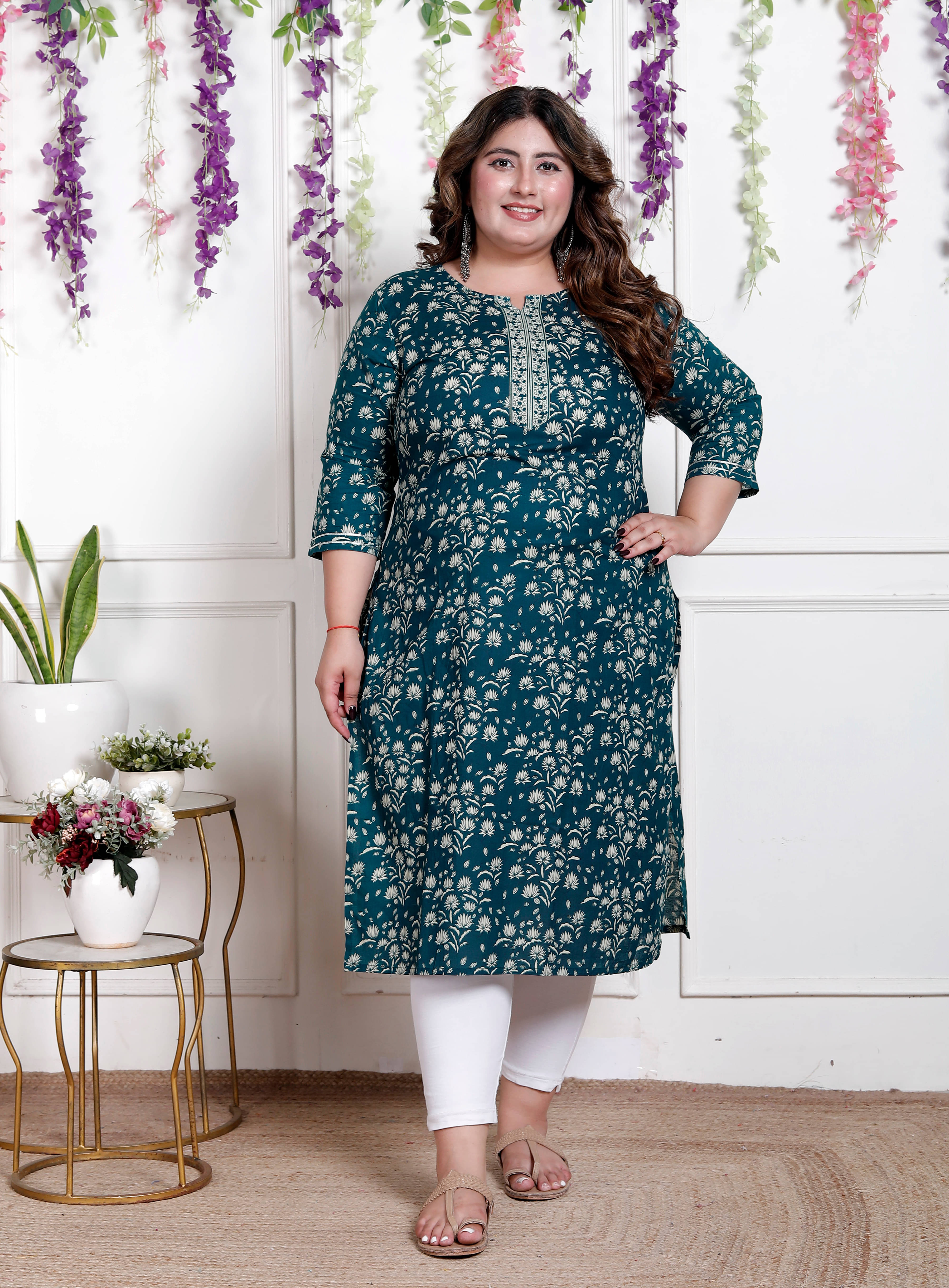 AKRITIK Women Cotton Printed Straight Kurti ( Teal )     			AKRITIK Women Cotton Printed Straight Kurti ( Teal )