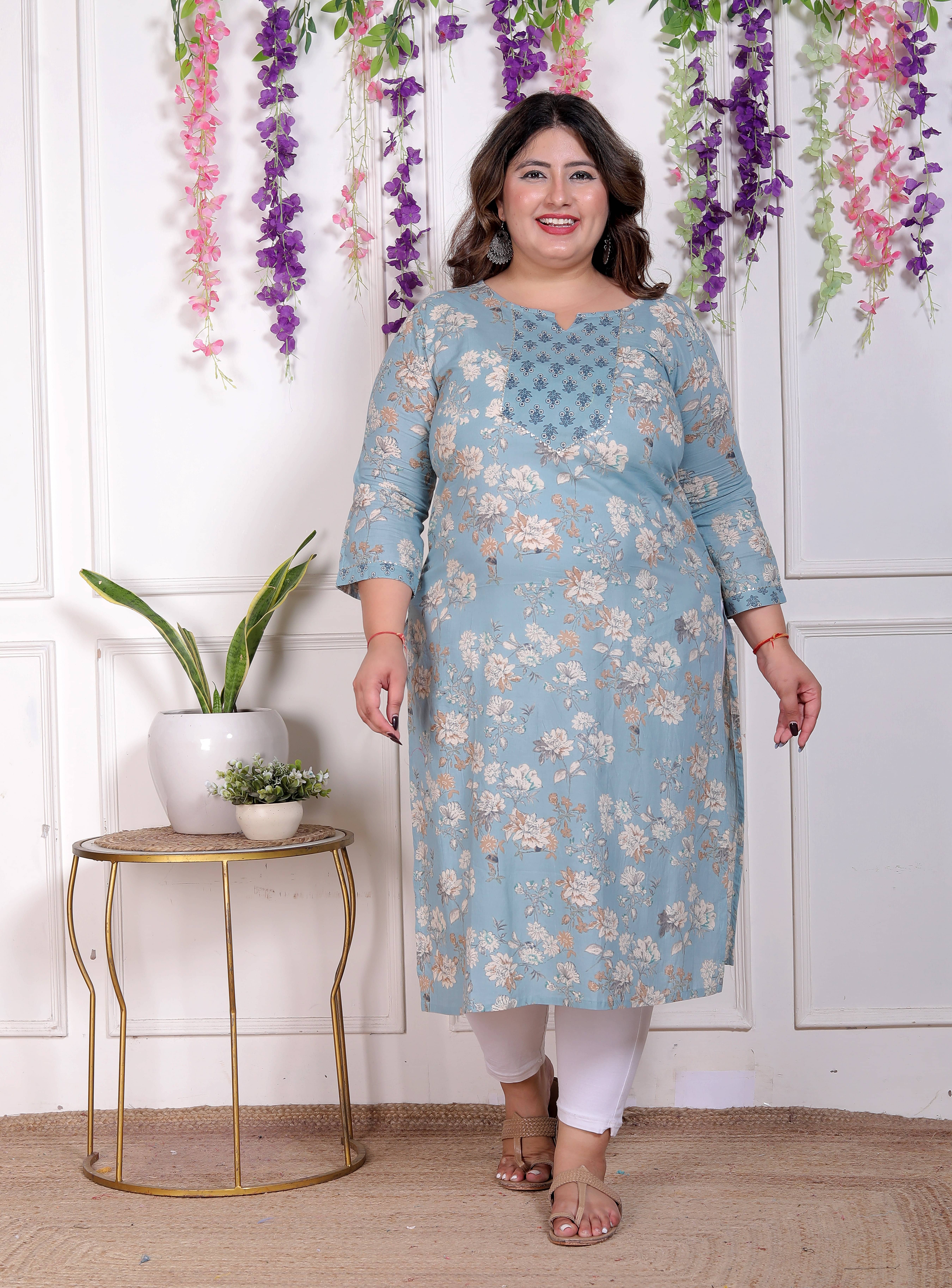 AKRITIK Women Cotton Printed Straight Kurti ( Light Blue ) AKRITIK Women Cotton Printed Straight Kurti ( Light Blue )