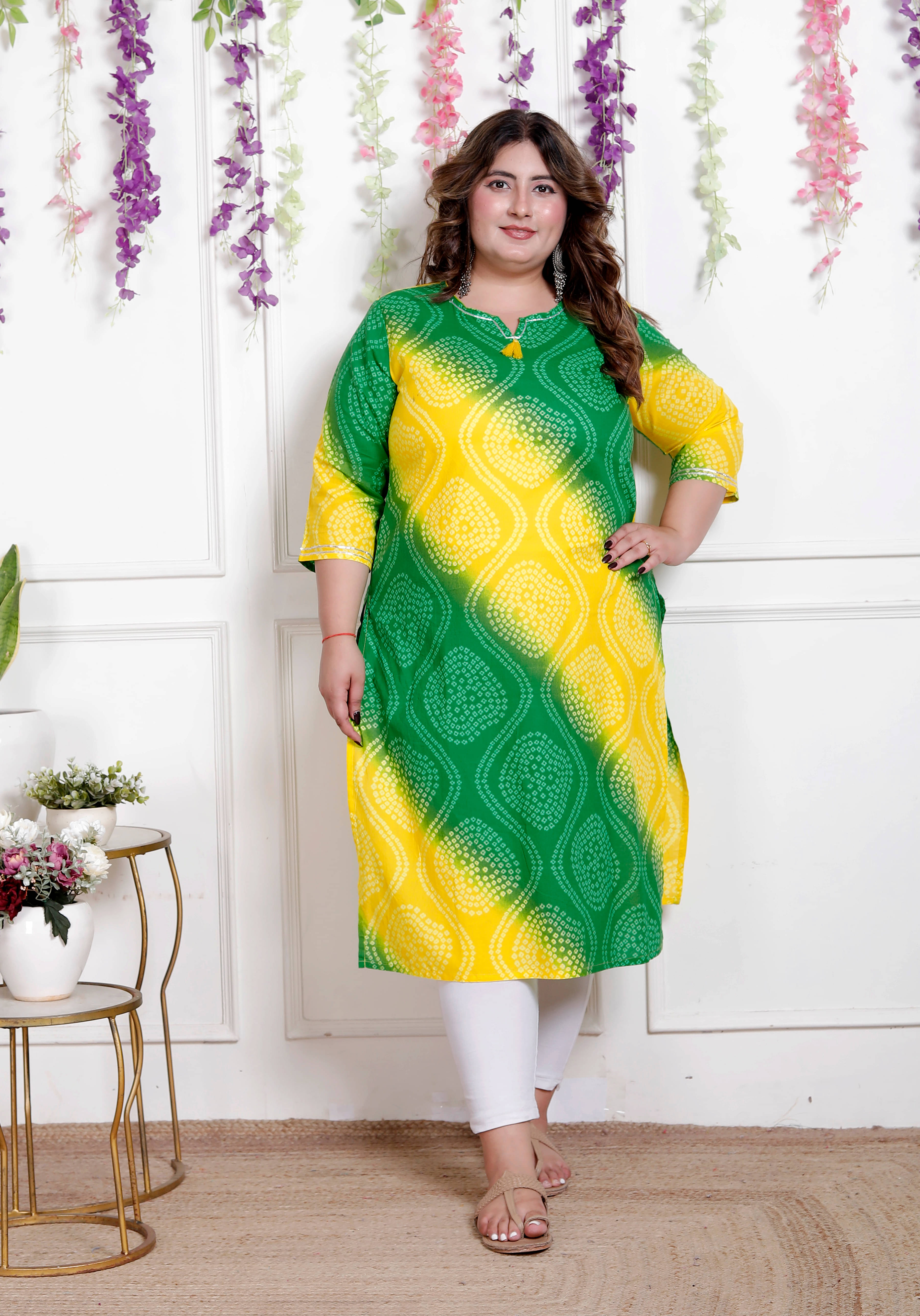 AKRITIK Women Cotton Printed Straight Kurti ( Green & Yellow ) AKRITIK Women Cotton Printed Straight Kurti ( Green & Yellow )