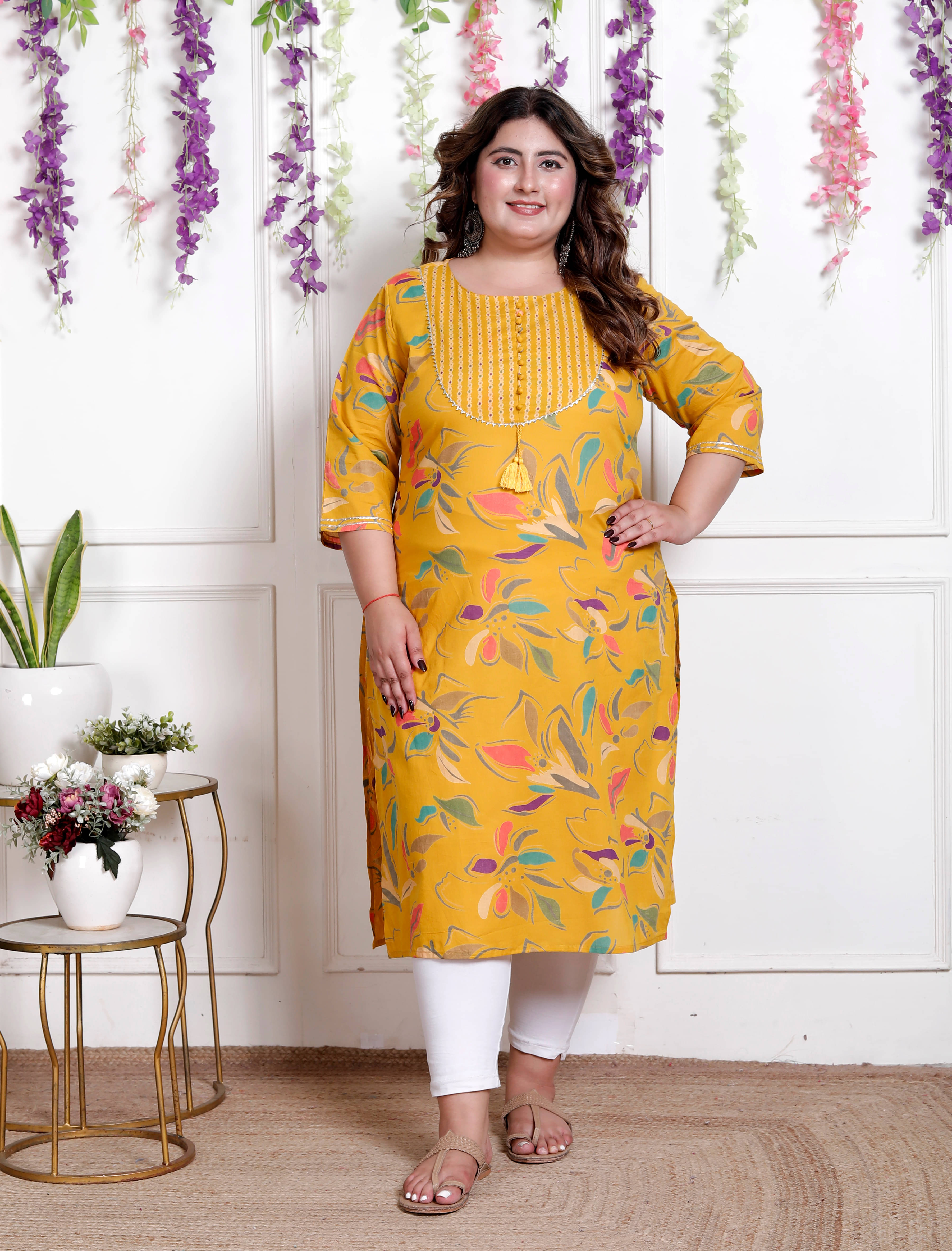 AKRITIK Women Cotton Printed Straight Kurti ( Yellow ) AKRITIK Women Cotton Printed Straight Kurti ( Yellow )