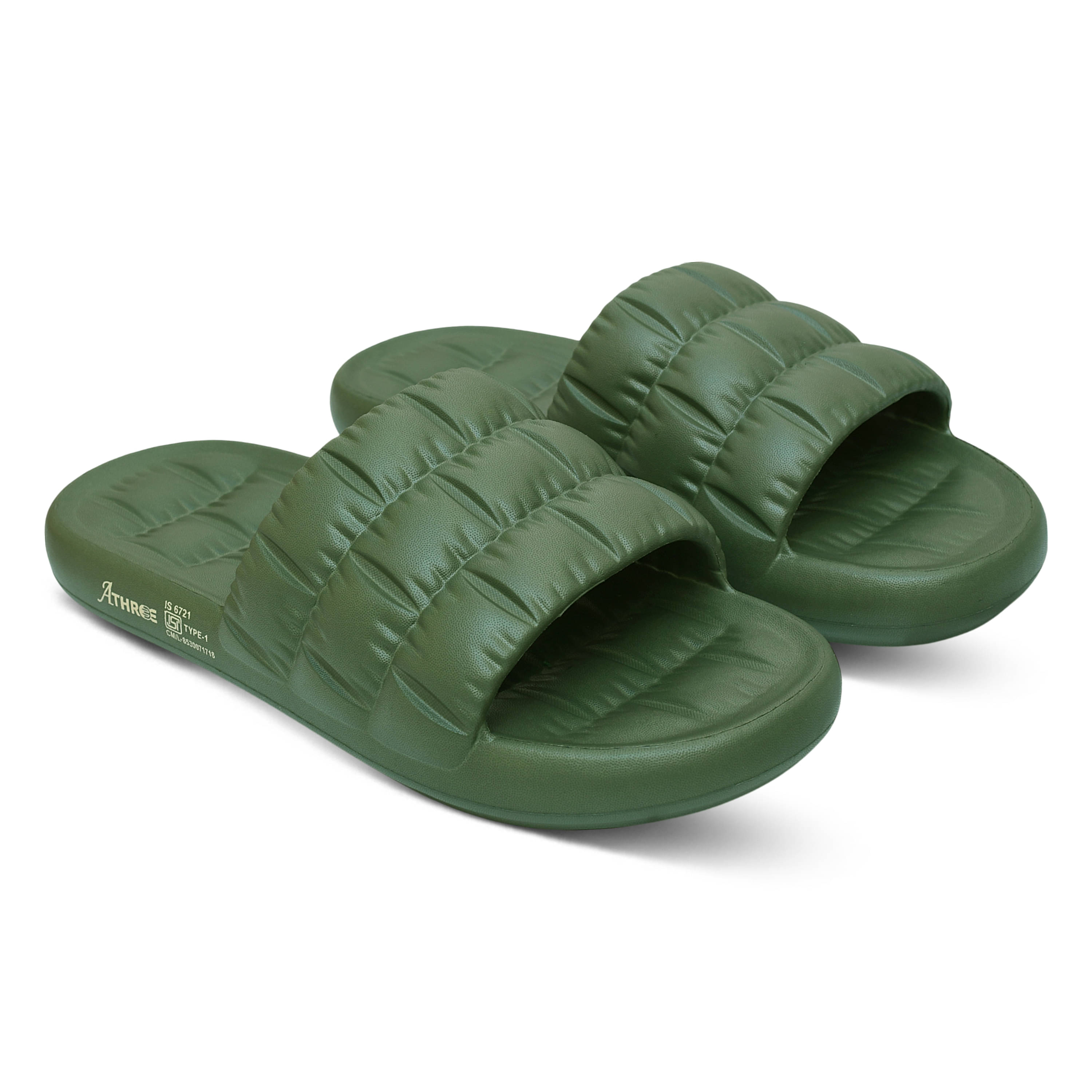    			AThree Olive Men's Slide Flip Flop